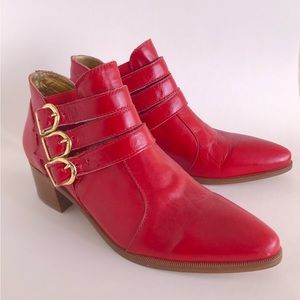 Modern Vice Chloe Heeled Red Leather Ankle Bootie